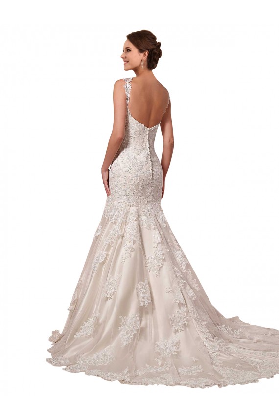 Sleeveless Ivory Mermaid V-Neck Bridal Wedding Dress Geelong