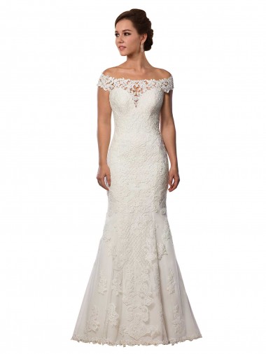 Cap Sleeves Ivory Mermaid Off the Shoulder Boho Wedding Dress Geelong
