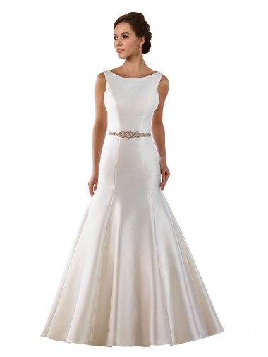 Sleeveless Ivory V-Back Mermaid Bateau Neck Modern Wedding Dress Geelong