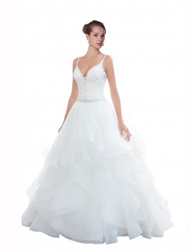 Sleeveless White Ball Gown Spaghetti Straps Beach Wedding Dress Geelong