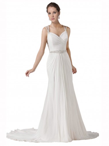 Sleeveless White Sheath Sweetheart Beach Wedding Dress Geelong