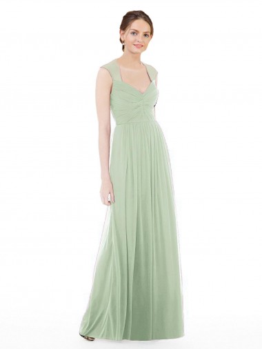 Cap Sleeves Sage A-Line Sweetheart Formal Dress / Bridesmaid Dress Geelong