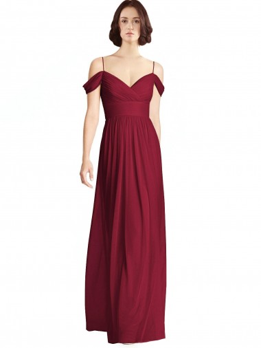 Sleeveless Burgundy A-Line Off the Shoulder Bridesmaid Dresses Geelong