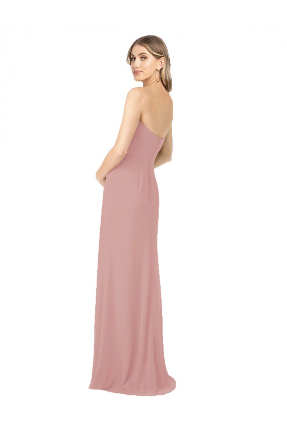 Sleeveless Dusty Pink Sheath Strapless Bridesmaid Dress Geelong