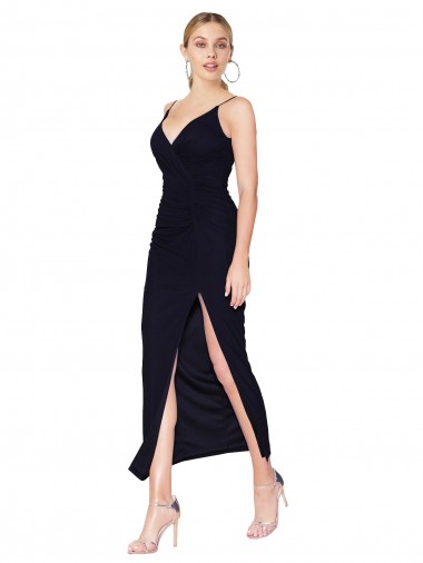 Sleeveless Dark Navy V-Back Mermaid Soft Chiffon V-Neck Formal Evening Gown / Prom Dress / Bridesmaid Dress Geelong