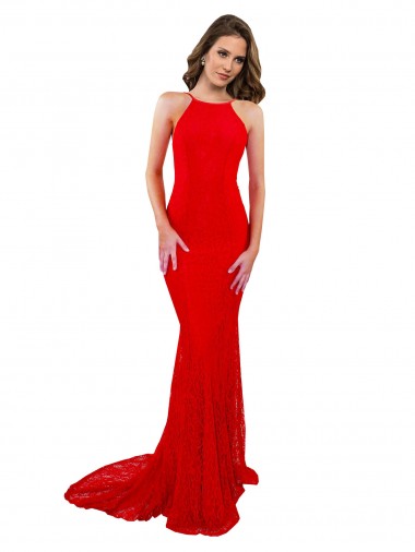 Sleeveless Red Open Back Mermaid High Neck Evening Gown / Prom Dress / Bridesmaid Dress Geelong