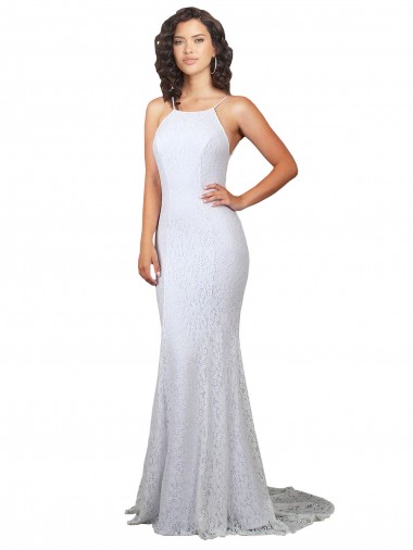 Sleeveless White Backless Mermaid High Neck Wedding Dress Geelong