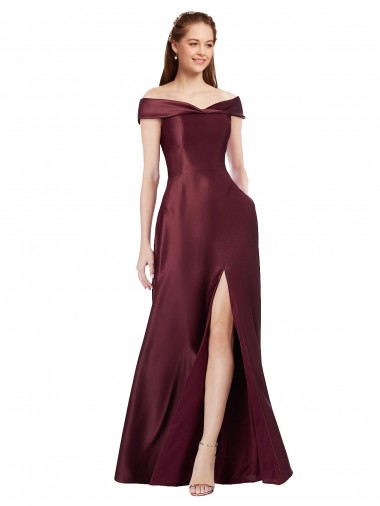 Cap Sleeves Burgundy Gold A-Line Off the Shoulder Black Tie Evening Gown / Prom Dress / Bridesmaid Dress Geelong
