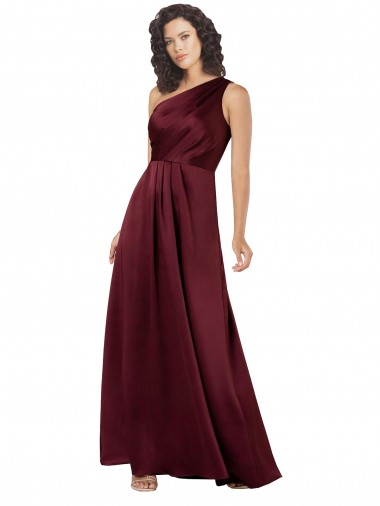 Sleeveless Burgundy A-Line One Shoulder Formal Evening Gown / Prom Dress / Bridesmaid Dress Geelong
