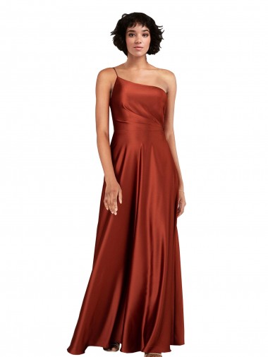 Sleeveless Burnt Orange A-Line One Shoulder Black Tie Evening Gown / Prom Dress / Bridesmaid Dress Geelong