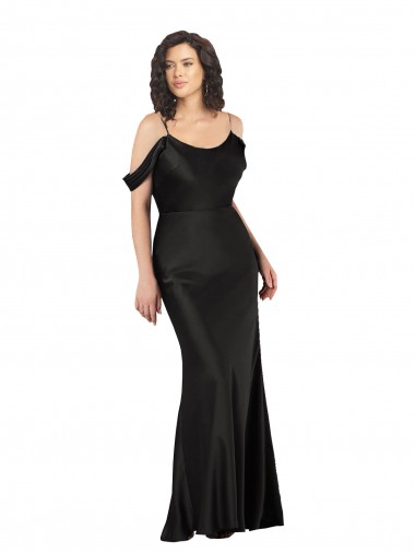 Sleeveless Black Low Back A-Line Off the Shoulder Formal Dress / Bridesmaid Dress Geelong