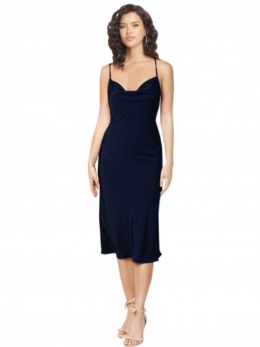 Sleeveless Dark Navy Criss Cross Open Back A-Line Spaghetti Straps Formal Evening Gown / Prom Dress / Bridesmaid Dress Geelong