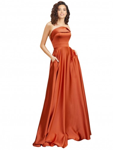 Sleeveless Burnt Orange Low Back A-Line Round Neck Formal Evening Gown / Prom Dress / Bridesmaid Dress Geelong