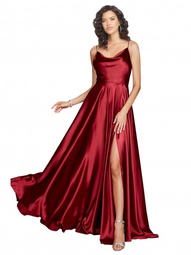 Sleeveless Burgundy Low Back A-Line Spaghetti Straps Black Tie Evening Dress / Prom Dress / Bridesmaid Dress Geelong