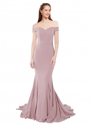 Sleeveless Dusty Pink Mermaid Off the Shoulder Bridesmaid Dress / Evening Dress Geelong