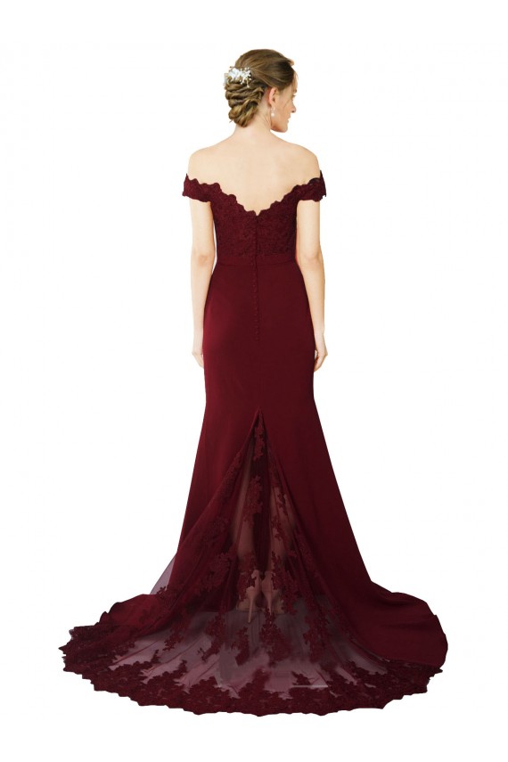 Sleeveless Burgundy Gold V-Back Mermaid Off the Shoulder Formal Evening Gown / Prom Dress / Bridesmaid Dress Geelong
