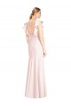 Cap Sleeves Pink Open Back Trumpet Bateau Neck Formal Dress / Bridesmaid Dress Geelong