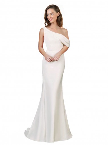 Sleeveless Ivory Sheath Stretch Crepe One Shoulder Formal Evening Gown / Prom Dress / Bridesmaid Dress Geelong