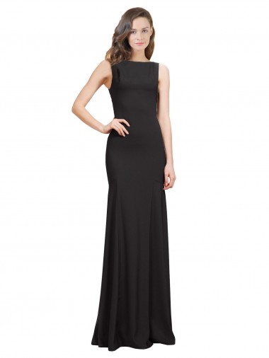 Sleeveless Black Open Back Mermaid Bateau Neck Prom Dress / Bridesmaid Dress Geelong