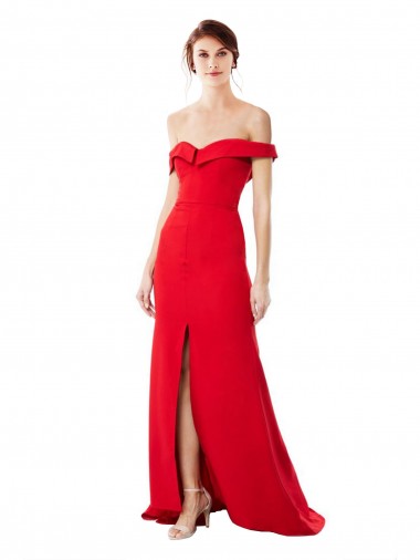 Sleeveless Red A-Line Off the Shoulder Bridesmaid Dress / Evening Dress Geelong