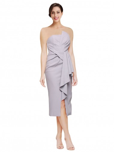 Sleeveless Arctic Lilac Low Back Sheath Strapless High Low Evening Gown / Prom Dress / Bridesmaid Dress Geelong