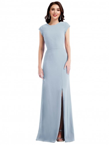 Cap Sleeves Light Sky Blue Open Back Trumpet Formal Evening Gown / Prom Dress / Bridesmaid Dress Geelong