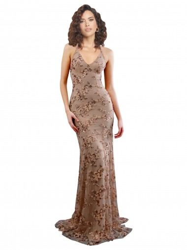 Sleeveless Rose Gold Backless Mermaid V-Neck Formal Evening Gown / Prom Dress / Bridesmaid Dress Geelong