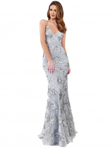 Sleeveless Silver Backless Mermaid V-Neck Formal Evening Gown / Prom Dress / Bridesmaid Dress Geelong