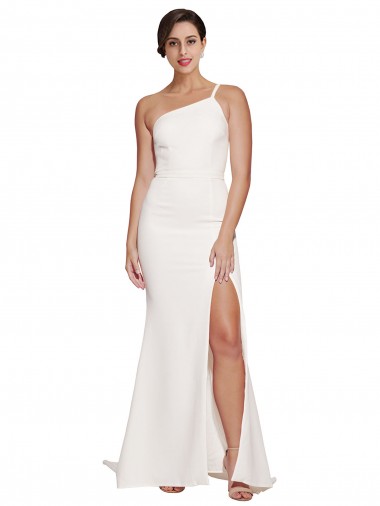 Sleeveless Ivory Sheath Stretch Crepe One Shoulder Semi Formal Evening Dress / Prom Dress / Bridesmaid Dress Geelong