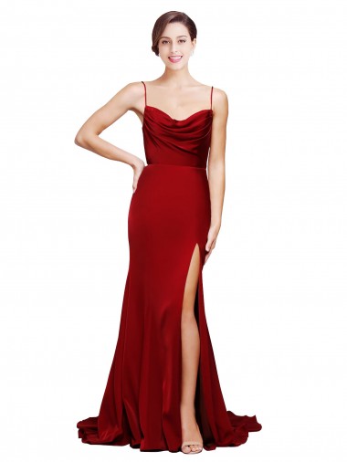 Sleeveless Burgundy Criss Cross Back Sheath Spaghetti Straps Black Tie Evening Gown / Prom Dress / Bridesmaid Dress Geelong