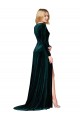 Long Sleeves Dark Green A-Line V-Neck Black Tie Evening Gown / Prom Dress / Bridesmaid Dress Geelong
