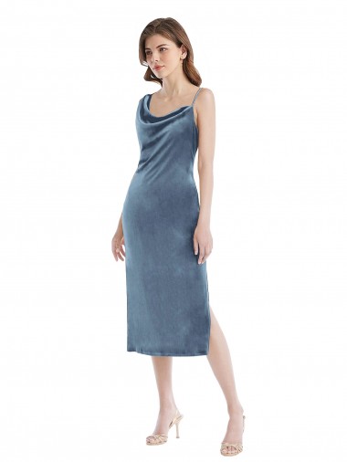 Sleeveless Dusty Blue Sheath One Shoulder Semi Formal Evening Dress / Prom Dress / Bridesmaid Dress Geelong