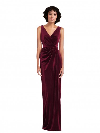 Sleeveless Burgundy Sheath V-Neck Semi Formal Evening Dress / Prom Dress / Bridesmaid Dress Geelong