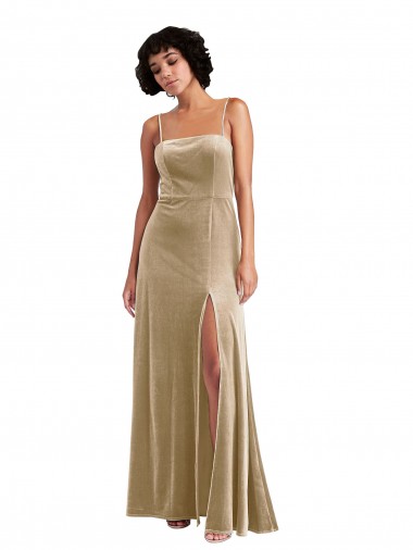 Sleeveless Champagne Low Back A-Line Square Neck Formal Evening Gown / Prom Dress / Bridesmaid Dress Geelong