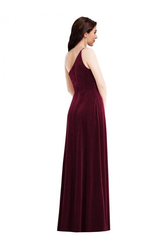 Sleeveless Burgundy Trumpet One Shoulder Black Tie Evening Dress / Prom Dress / Bridesmaid Dress Geelong