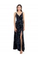 Sleeveless Dark Navy V-Back A-Line V-Neck Bridesmaid Dress Geelong