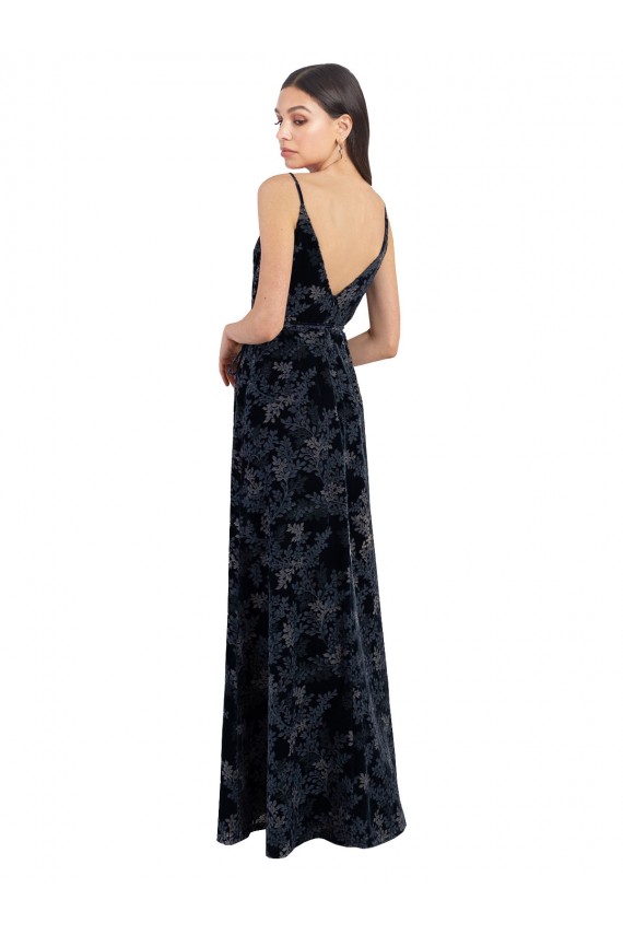 Sleeveless Dark Navy V-Back A-Line V-Neck Bridesmaid Dress Geelong