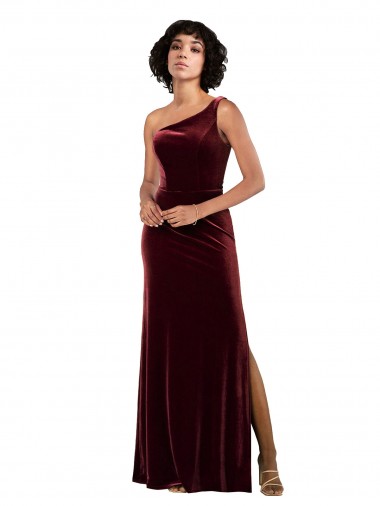 Sleeveless Burgundy Column One Shoulder Formal Evening Gown / Prom Dress / Bridesmaid Dress Geelong