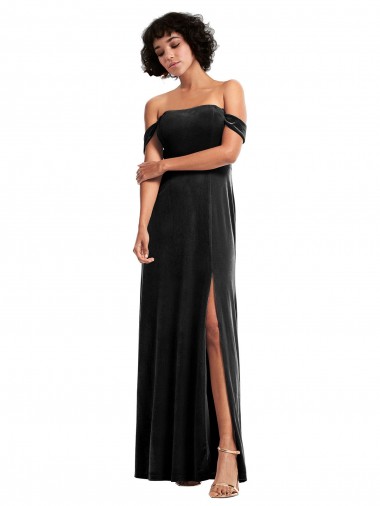 Sleeveless Black A-Line Off the Shoulder Formal Evening Gown / Prom Dress / Bridesmaid Dress Geelong