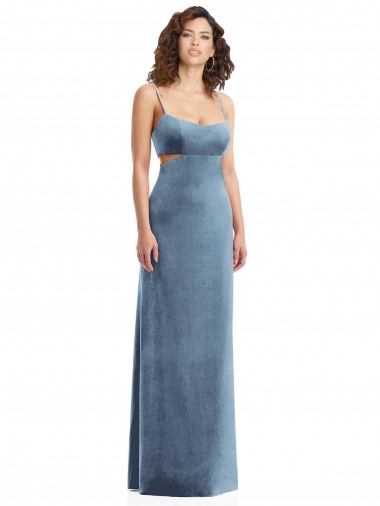 Sleeveless Dusty Blue Low Back Sheath Square Neck Formal Evening Gown / Prom Dress / Bridesmaid Dress Geelong