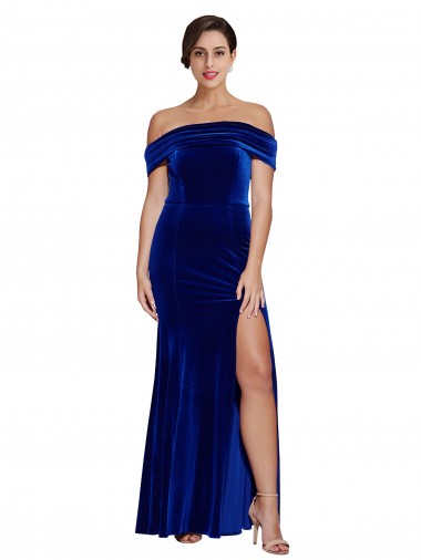 Sleeveless Royal Blue Mermaid Off the Shoulder Formal Evening Gown / Prom Dress / Bridesmaid Dress Geelong