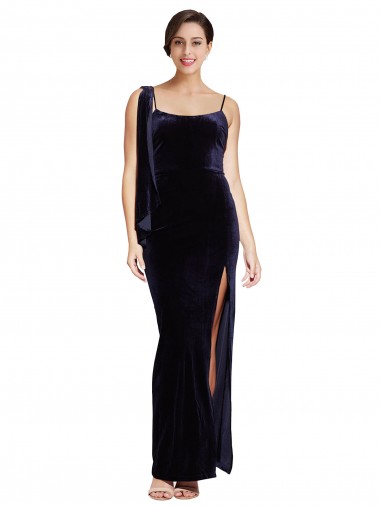 Sleeveless Dark Navy Low Back Sheath Spaghetti Straps Formal Evening Gown / Prom Dress / Bridesmaid Dress Geelong