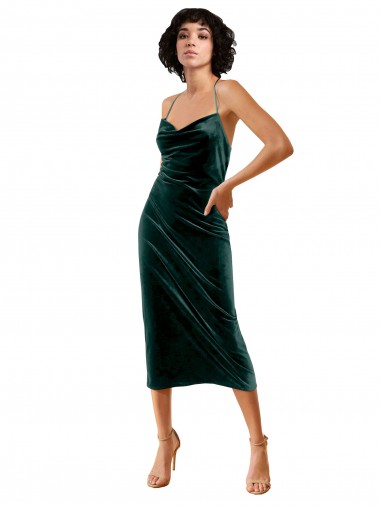 Sleeveless Dark Green Criss Cross Open Back Sheath Spaghetti Straps Formal Dress / Bridesmaid Dress Geelong